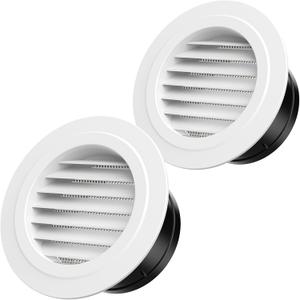 6 Inch Vent Cover, Hon&Guan Round Soffit Vents Round Vent Cover with Built-in a Fly Screen for Bathroom Office Home-2PCS