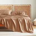 Bedsure Queen Sheet Set, Cooling Sheets for Queen Size Bed Set, Rayon Derived from Bamboo, Breathable & Soft Deep Pocket Up to 16 Inches, Hotel Luxury Silky Bedding, Bedsheet & Pillowcases, Taupe (24 - Taupe)