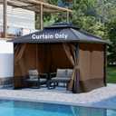 Aoodor 10x12 ft Outdoor Gazebo Curtains, 4 Panels Waterproof Privacy Sidewall Replacement with Zipper for Patio Pergola and Canopy, Brown and Coffee