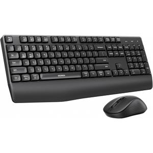 seenda Wireless Bluetooth Keyboard Mouse Combo, COE200 Ergonomic Keyboard with Wrist Rest, Silent Mouse, Multi-Device Connection, Full-Size Compatible for Windows PC Laptop Mac MacBook, Black