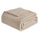 EMME Fleece Blanket, 3D Jacquard Throw Blanket for Couch and Bed, Soft Cozy and Fluffy Blankets Lightweight Luxury Flannel with Geometric Grid Design (Beige, 50'' x 60'')