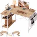 Grandder L Shaped Computer Desk with Reversible Shelves, 40 Inch Small Corner Desk with Storage Bag, Gaming Desk Computer Table Study Writing Table for Home Office Bedroom Small Space, Oak