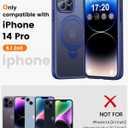 360° Rotatable Magnetic Stand for iPhone 14 pro Case Compatible with Mag-Safe 16FT Military Drop Protection, Anti-Scratch/Fingerprint Shockproof iPhone 14 pro Phone Case(Matte-Blue)