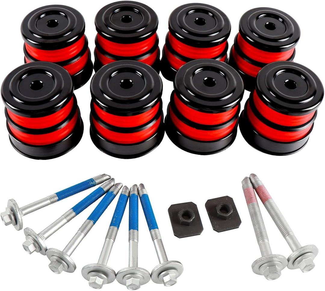 Silicone Body Mount Bushings Bolt Kit Compatible with Ford F250 F350 2008-2016 Crew Cab 2WD 4WD Durable Cab Bushings Reduce Noise,Improve Ride Comfort(Red)