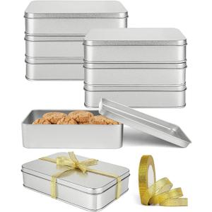 Metal Tins Box With Lid, 8 Pack Cookie Tins With Lids Tin Containers With Lids For Treats, Gifts, Favors, Candle And Crafts (4.92 x 3.54 x 1.37)