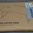 Laptop Bed Desk, Foldable Lap Desk, Portable Lap Table, Laptop Stand with Cup Holder, Tablet Slot & Lifting Handle for Work, Write, Draw & Eat on Bed, Sofa or Couch - Black Stripe