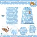 Pickmesh 2 Pcs Happy Birthday Drawstring Gift Bags 20 x 28 Inch Extra Large Baby Shower Bags Reusable Fabric Colorful Wrapping Pouches for Gender Reveal Supply Decor(Blue,Blue Baby Shower)
