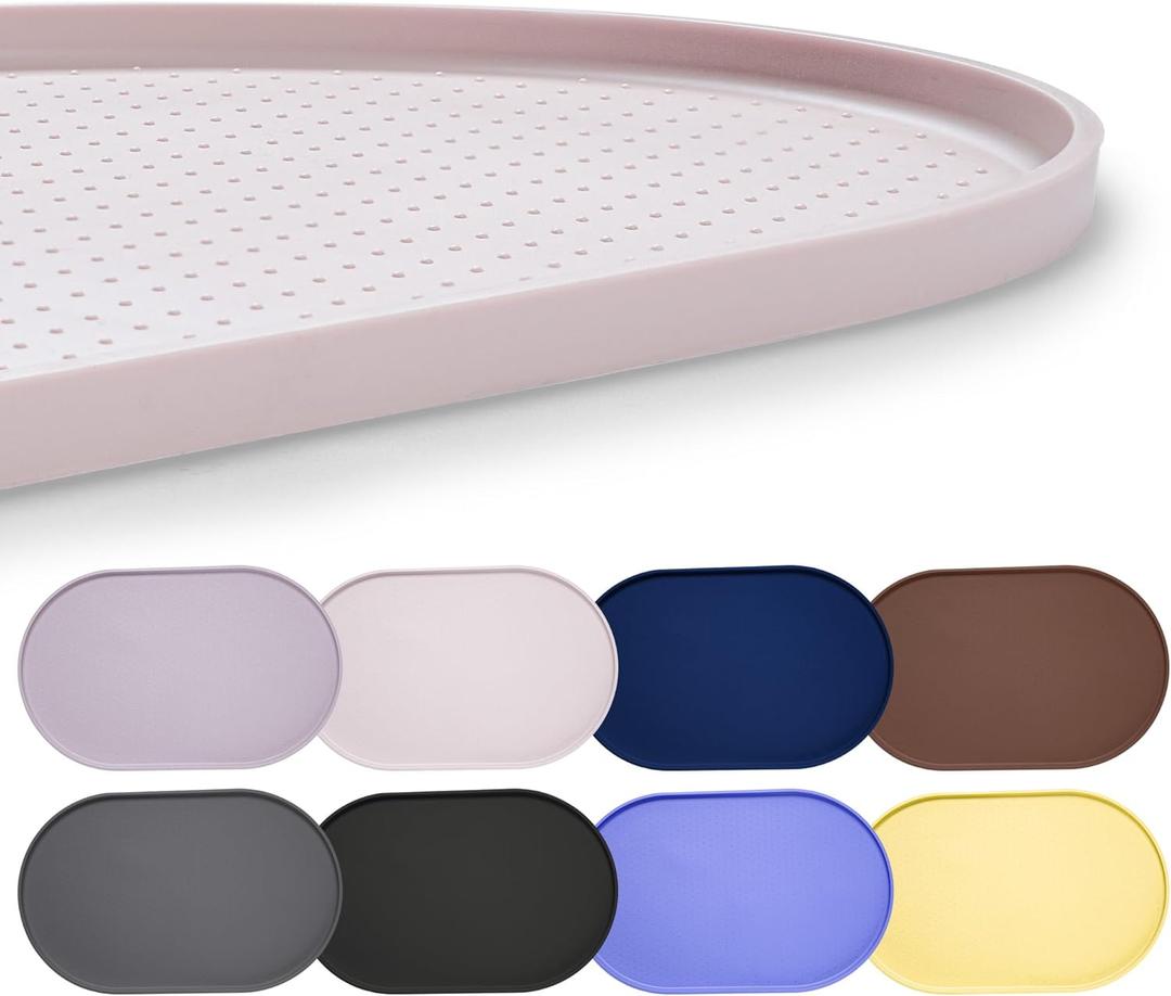 Hubulk 100% Waterproof Silicone Pet Feeding Mat with Raised Edge for Food and Water, Dog Bowl Mats, Cat Bowls Placemat with High Lip Protects Floor for Cats and Dogs (Dove, 24" L x 16" W)