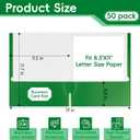 VZCPYTPM 50 Pack Green Folders with Pockets,2 Pocket File Folders for Letter Size (8.5 x 11 Inch),Professional Design with Business Card Slot for Office and School Organization
