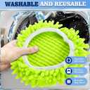 Wa.IE JiemiMicrofiber Spin Mop Refills Head Compatible for EasyWring 1-Tank System (6-Pack Set: Includes 1 Mop Scrub Brush + 1 Mop Base + 4 Pack Cleaning Floor Mop Head) (2 Green Mop +2 White Mop Heads)