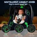 Car Seat Cover Baby Boys Girls, Soft Flannel Infant Carseat Cover with 2 Zipper Windows, Dinosaur Carrier Cover Canopy Glow in The Dark, Comfortable & Machine Washable, Blue