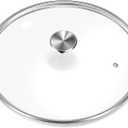 13" Glass Lid - Versatile Round Tempered Glass Replacement for 13 inch Frying Pans, Pots, Skillets, Dutch Ovens - Dishwasher Safe and Oven Safe up to 400- Stainless Steel Knob (Silvery)