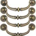 4 PCs Vintage Retro Antique Brass Bail Pull Handle for Wooden Drawer Dresser Cabinet Cupboard, Medium Size, Length 3.9-in (10 cm) and Height 1.8-in (4.5 cm)