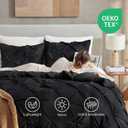 Andency Black Pinch Pleat Comforter Queen(90x90Inch), 3 Pieces(1 Pintuck Comforter and 2 Pillowcases) Pintuck Comforter Set, Polyester All Season Down Alternative Bedding Set Black, Queen(90"X90")