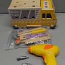 Aliex 38PCS Kids Wooden Truck Tool Set with Toy Drill for Toddlers Ages 3 4 5 6,Montessori STEM Educational Learning Construction Workbench Pretend Play Tool Kit,Birthday Sensory Gift for Boys Girls