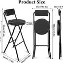 Folding Bar Stool with Footrest 1PCS Tall Folding Stool Foldable Chair
29.5" Capacity 300lb,Portable Collapsible Chairs Leather Padded Counter Height for Adults Sturdy, Space-Saving Black