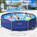 2026 Above Ground Pool,10ft x 30in Frame Deep Swimming Pool,Round Family Pool,Large Above Ground Pool Easy Set,1200 Gallon Pool,Outdoor Backyard Pool for Kids,Adults-Blue,Pump Not Included