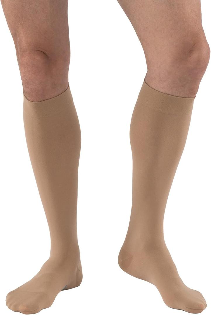 JOBST Relief Knee High Graduated Compression Socks 20-30mmHg - Comfortable Unisex Design - Closed Toe (X-Large Full Calf, Beige)