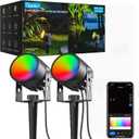 Ligency Smart Low Voltage Landscape Lights, 2 Pack Outdoor Spot Lights IP65 Waterproof Work with APP, Alexa and Google Assistant, RGBW Color Changing Spotlights for Yard Garden, 28.8Ft