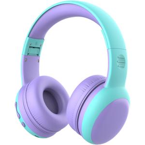 gorsun Kids Bluetooth Headphones, Over-Ear Toddler Headphones with Microphone, 85dB/94dB Volume Limited, 68H Playtime, Bluetooth 6.0, Portable Kids Wireless Headset with Cat Ears (Purple)