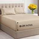 Extra Deep Twin Sheet Set - 4 Piece Breathable and Cooling Sheets - Hotel Luxury Bed Sheets Set - Easy & Secure Fit - Soft, Wrinkle Free and Comfy Sheets Set - Cream Sheet Set with Extra Deep Pockets