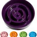 LE TAUCI Slow Feeder Dog Bowls Ceramic, 3 Cups Slow Feeding Dog Bowl Medium Large Breed, Pet Bowl for Fast Eaters, Puzzle Pet Dishes, Maze Purple