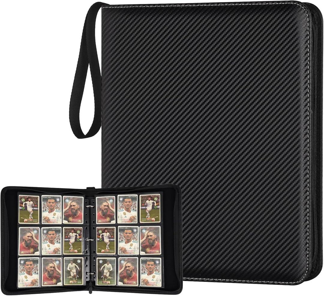 GERMUN 9 Pocket Card Binder, Premium Zip Trading Card Binder, 720 Double Sided Pocket PU Collection Binder, Collector Album, Card Folder for MTG, TCG, Sports Cards, (Black)