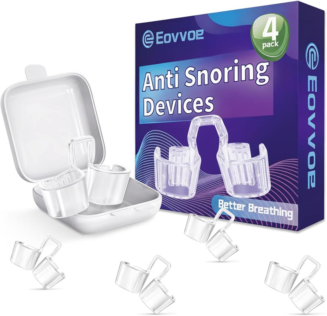 Anti Snoring Devices, Adjustable Snore Stopper for Men and Women, Snoring Solution, Individually Packaged & Reusable  4 Pack