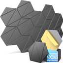 20 Pack Acoustic Panels with Self-Adhesive 12"X10"X0.4" Sound Proof Foam Panels for Walls, High Density Soundproof Wall Panels, Z-Line Hexagon Sound Dampening Panels for Home Studio Decor Office-Black