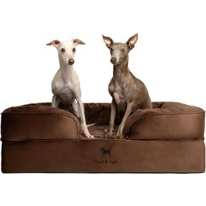 NOAH & PAW Large Dog Bed, 35x25x11 Inch, Orthopedic Dog Beds, Eggshell Memory Foam Infused with Cooling Gel, Inner Cover, Waterproof, Machine Washable (Velvet Sofa Collection) (Brown)
