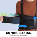 Work Back Brace for Men and Women Shoulder Straps Pain Relief Lower back Support Belt With Suspenders Adjustable Workout Warehouse Heavy Lifting Safety Protection Construction Moving Black XX-Large (Black, XXL)