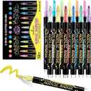2 x 12 Colors Acrylic Paint Markers, 6 Glitter & 6 Neon Fluorescent Pens, Innovative Light-Valve Tech for Instant Flow, Fine Chisel Tip Paint Pens for Journaling, Rock Painting, Cards & DIY Projects