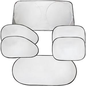 6PCS Reflective Car Windshield Sunshade, Polyester Foldable Car Side Window Sun Cover with Storage Bag, Universal Vehicle Interior Protection Accessories for Heat and UV Rays Shield