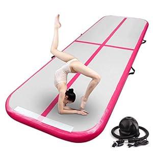 FBSPORT Inflatable Air Gymnastics Mat Training Mats 4 inches Thickness Gymnastics Tracks for Home Use/ Training/ Cheerleading/ Yoga/ Water with Pump