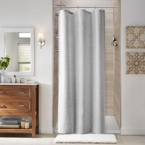 Naturoom Light Grey Linen Shower Curtain, Cloth Textured Fabric Shower Curtain Set with Hooks, Simple Elegant Modern Farmhouse Country Ultra Thick Bath Curtains for Bathroom,Water Repellent,72x84