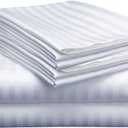 Mattress-Homes Extra Deep Pocket 6 Piece King Sheet Set, Hotel Luxury Collection, 100% Egyptian Cotton, 21" Deep Fitted Sheet, Soft, Cool & Breathable Bedding with 4 Pillowcases in White Stripe