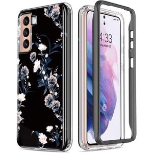 Esdot for Samsung Galaxy S21 Plus Case,Military Grade Passing 21ft Drop Test,Rugged Cover with Fashionable Designs for Women Girls,Protective Phone Case for Galaxy S21 Plus 6.7" Purple White Flowers
