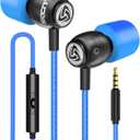 LUDOS Clamor Wired Earbuds in-Ear Headphones, Earphones with Microphone, Noise Isolating Ear Buds, Memory Foam for iPhone, Samsung, School Students, Kids, Women, Small Ears - Blue