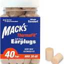 Mack’s ThermaFit Soft Foam Earplugs, 40 Pair - Comfortable Ear Plugs for Sleeping, Snoring, Work, Travel & Loud Events | Made in USA | Newly Upgraded and Improved