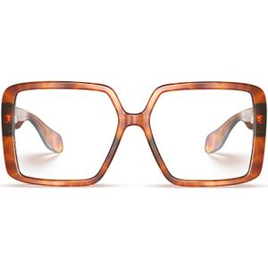 VISOONE Oversized TR90 Blue Light Blocking Glasses Fashion Accessories Non Prescription for Women Harvard (Amber Tortoise)