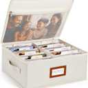 HULISEN Photo Storage Box with Lid & Dividers, Linen Photo Organizer for up to 2000 4x6 Pictures, Keepsake Memory Box with Side Handle for Family, Wedding & Baby Photos, Cards, Scrapbook