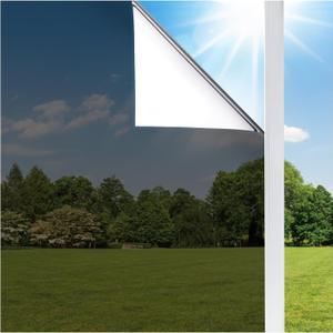 Coavas One Way Window Privacy Film, Reflective Window Tint for Home See Out Not in, Sun Blocking Anti UV Static Cling Glass Windows Door Coverings for Winter, 17.5x78.7 Inch (Black-silver)