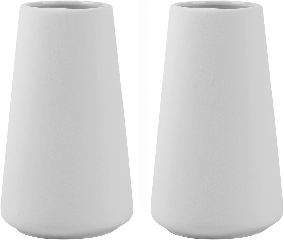 Simple Vase for Flowers Plants, Matte Vases for Modern Table Shelf Home Decor Wedding Boho Decor, 6" H Frosted Elegant Ceramic Vase for Pampas Grass Fluffy Stem Bouquet Lavender Flowers (Black, 2)