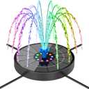 SEIRMEP Solar Fountain Pump with 3 Spray Height Adjustments, Upgraded Glass Solar Bird Bath Fountains with LED Lights,6 Nozzles,Outdoor Solar Water Fountain for Bird Bath, Garden, Pool, Pond (Blue)