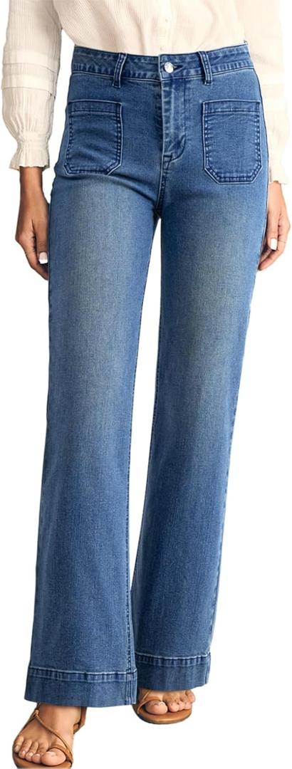 Astylish Women's Wide Leg Jeans High Waisted Stretchy Straight Leg Jeans Loose Trendy Denim Pants with Pocket 6