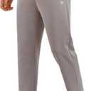 NORTHYARD Men's Yoga Casual Sweatpants Cotton Athletic Lounge Pants Open Bottom Loose Exercise Straight Leg Pant with Pockets (L, Stone)