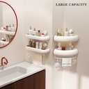 CICUFY Shower Caddy Suction Cup, 2 Pack No Drilling Corner Shower Shelves, Rust Proof Bathroom Storage Organizer, Shower Corner Caddy with Removable Hooks and Towel Bar, Triangle, Cream