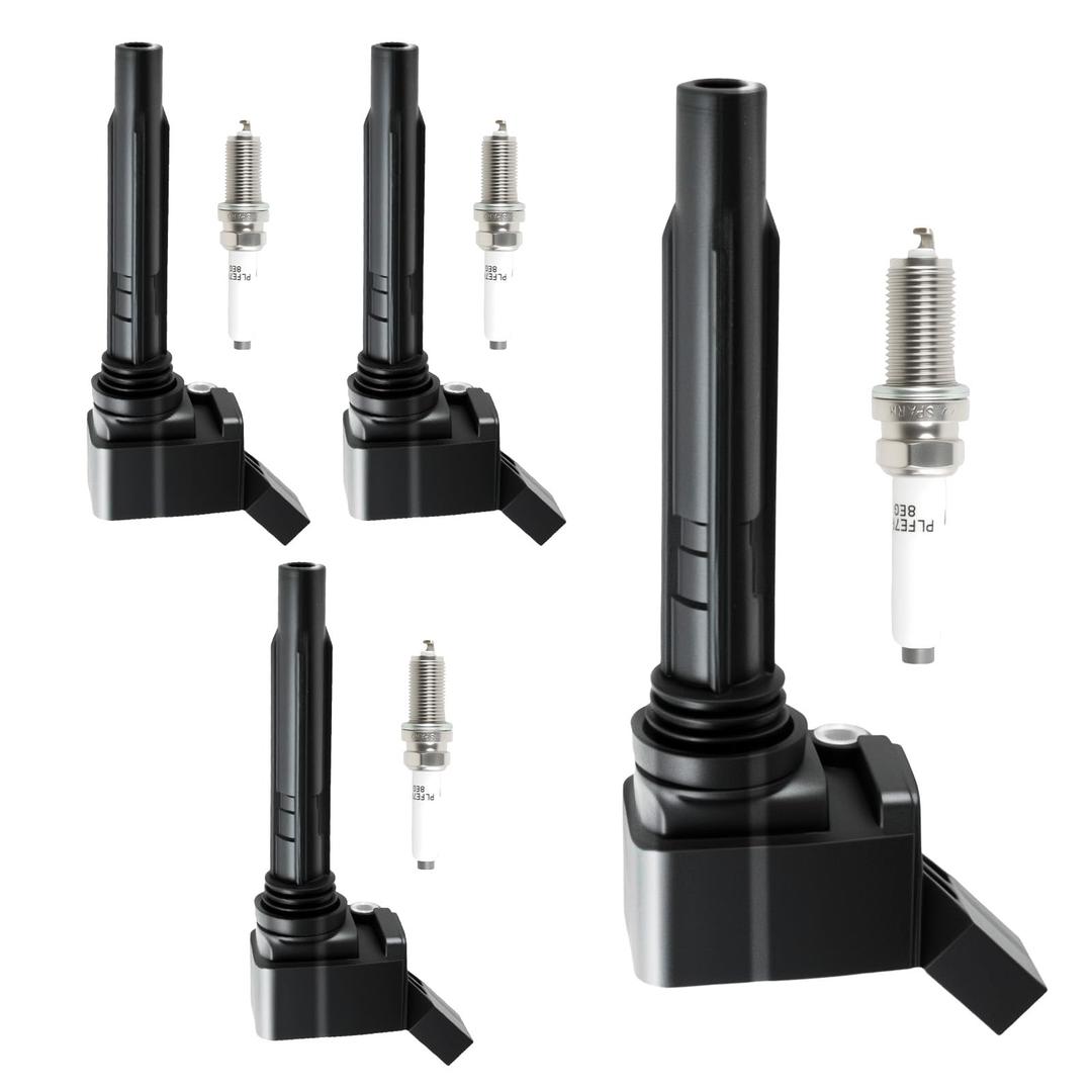 VeloxDrive UF765+95125 Ignition Coils Iridium Spark Plugs Set of 4 Fit for 2015-2020 Audi A3 A4 A5 A6 Quattro, Volkswagen Golf SportWagen Alltrack Beetle Passat GTI Jetta 2.0L l4 OE UF771, 06J905110C