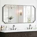 Delma Bathroom Vanity Mirror, Black Framed Aluminum Bathroom Mirror for Over Sink, Scalloped Round Corner Wall Mirror, High-Definition Vanity Mirror, Hangs Horizontally or Vertically (30x55,Black)