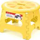 ACSTEP Folding Step Stool 9 Inch, Sturdy Collapsible Step Stool Foldable Up to 265 lb for Kids Toddlers & Adults, Non Slip Foot Stools with Handle for Kitchen, Bathroom, Bedroom, Outdoor, Lemon Yellow